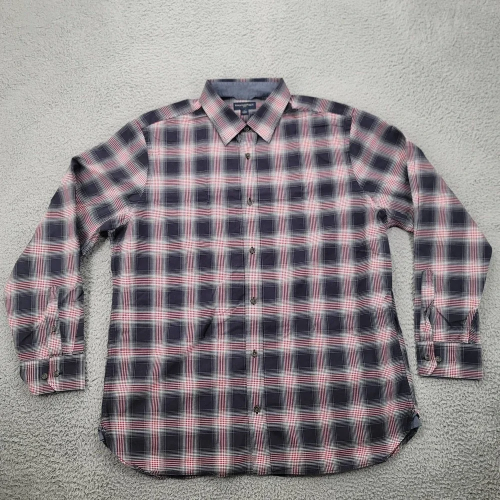 Banana Republic Shirt Mens XL Blue Red plaid Button Up Long‎ Sleeve Classiccore